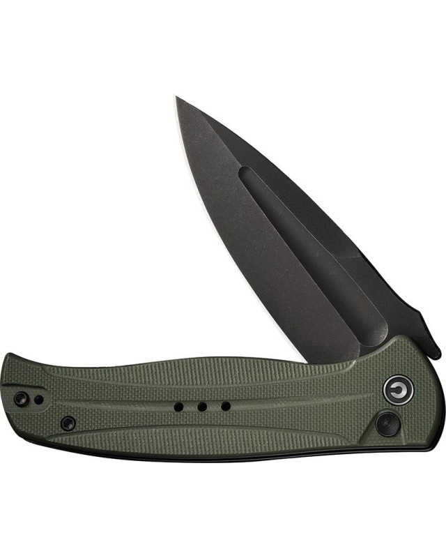 Incindie Button Lock 14C28N Sandvik stainless steel Blackwash finish OD Green G10 handle Incindie Button Lock 14C28N Sandvik stainless steel Blackwash finish OD Green G10 handle