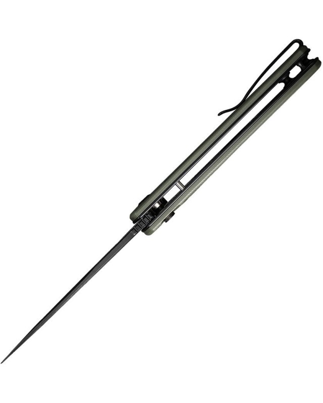 Incindie Button Lock 14C28N Sandvik stainless steel Blackwash finish OD Green G10 handle Incindie Button Lock 14C28N Sandvik stainless steel Blackwash finish OD Green G10 handle