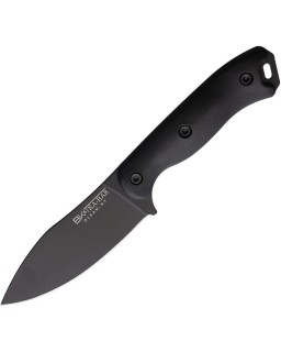 Nessmuk fixed blade 1095HC steel black powder coated black ultramid handle black sheath