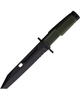Fulcrum Combat Knife Black N690Co Steel OD Green Forprene Handle