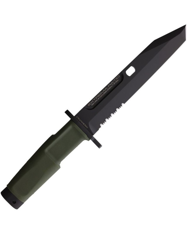 Fulcrum Combat Knife Black N690Co Steel OD Green Forprene Handle Fulcrum Combat Knife Black N690Co Steel OD Green Forprene Handle