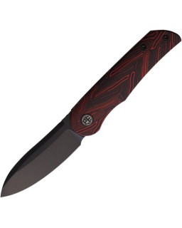 El Camino folding knife N690 steel blackwash finish red and black G10 handle
