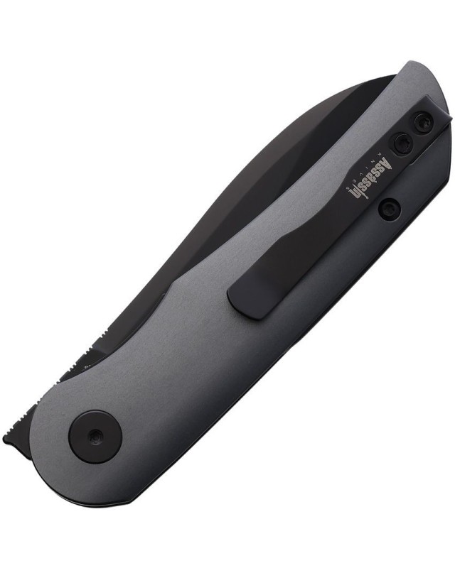 El Camino folding knife N690 steel blackwash finish gray aluminium handle