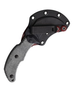 The Primal Curved Fixed Blade N690 steel stonewash finish micarta handle black kydex sheath