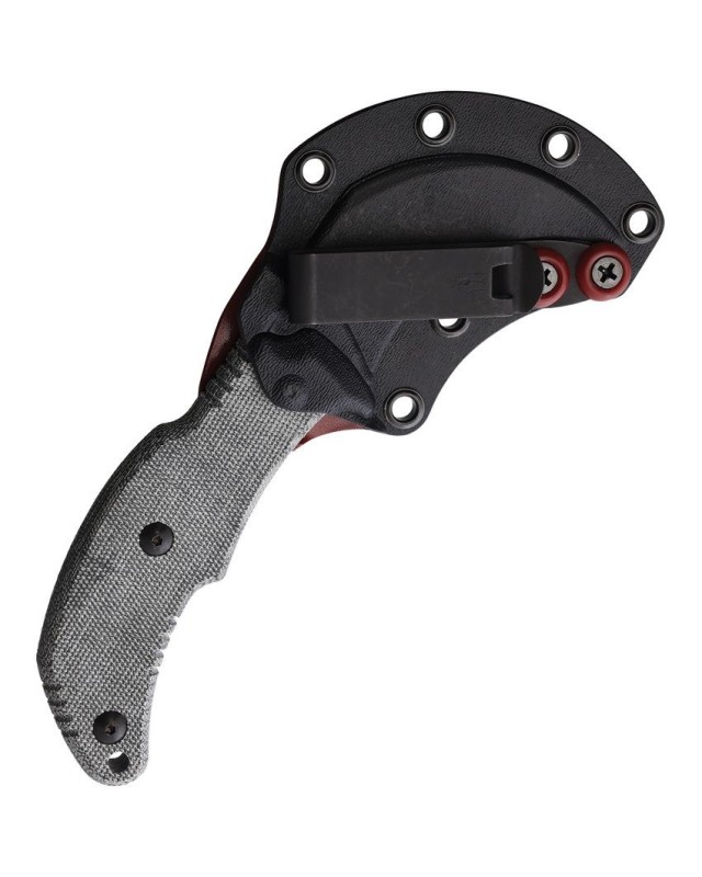 The Primal Curved Fixed Blade N690 steel stonewash finish micarta handle black kydex sheath The Primal Curved Fixed Blade N690 steel stonewash finish micarta handle black kydex sheath