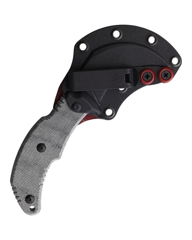 The Primal Curved Fixed Blade N690 steel black PDV finish micarta handle black kydex sheath
