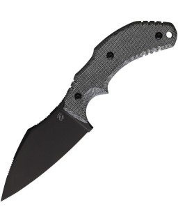 The Foreigner Fixed Blade M390 steel black PVD finish Micarta handle black kydex