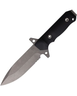 AIO-2 Fixed Blade Full Tang 3V steel black G10 handle brown leather sheath