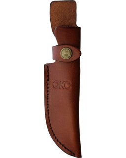 RAT 3 Fixed Blade 1075HC steel black coated wood handle brown leather sheath