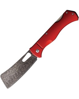Sous Chef Cleaver Lockback Damascus steel red aluminium handle