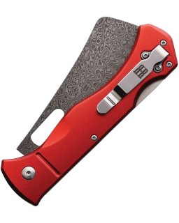 Sous Chef Cleaver Lockback Damascus steel red aluminium handle