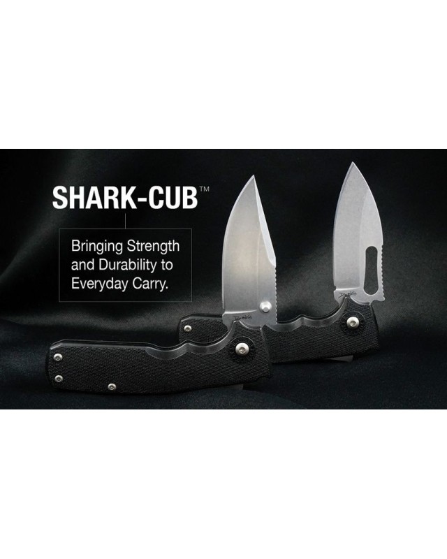 Shark-Cub Shark-Lock Clip Point AUS-10A steel stonewash finish black GRN handle Shark-Cub Shark-Lock Clip Point AUS-10A steel stonewash finish black GRN handle
