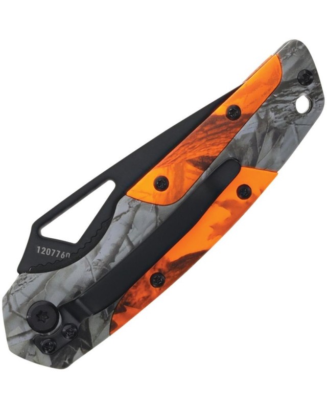 Old Timer Folding Knife Stainless steel black oxide finish Linerlock Orange Gray handle Old Timer Folding Knife Stainless steel black oxide finish Linerlock Orange Gray handle