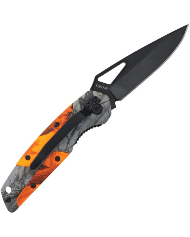 Old Timer Folding Knife Stainless steel black oxide finish Linerlock Orange Gray handle Old Timer Folding Knife Stainless steel black oxide finish Linerlock Orange Gray handle