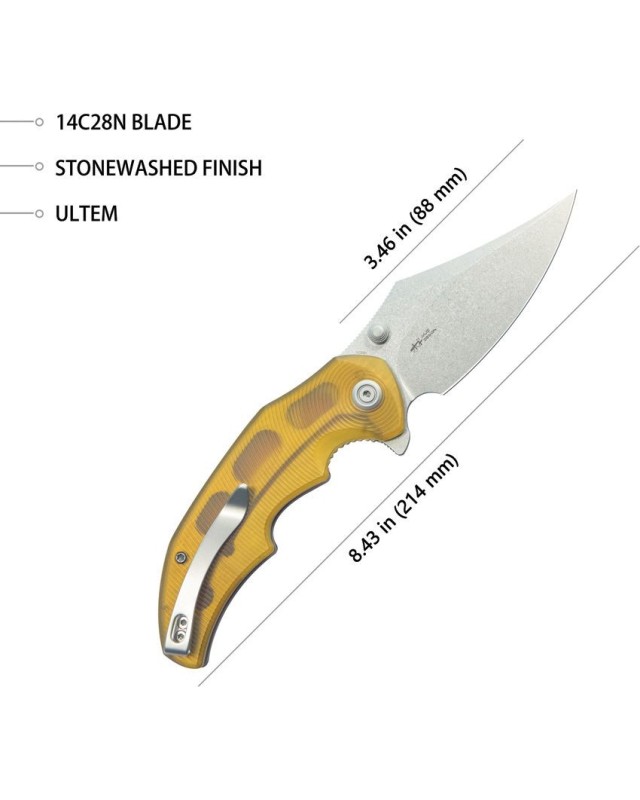 Ceto Camp folding knife 14C28N steel stonewash finish Linerlock Ultem handle Ceto Camp folding knife 14C28N steel stonewash finish Linerlock Ultem handle