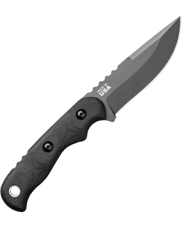 Tex Creek Hunter Fixed Blade 1095HC steel Sniper Gray finish black micara waxed brown leather sheath Tex Creek Hunter Fixed Blade 1095HC steel Sniper Gray finish black micara waxed brown leather sheath