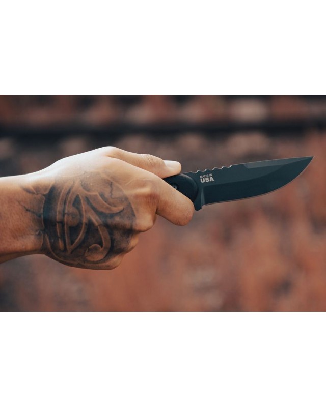 Tex Creek Hunter Fixed Blade 1095HC steel Sniper Gray finish black micara waxed brown leather sheath Tex Creek Hunter Fixed Blade 1095HC steel Sniper Gray finish black micara waxed brown leather sheath