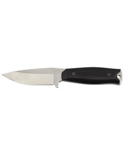 Kastor fixed blade 14C28N steel full tang black micarta handle leather sheath
