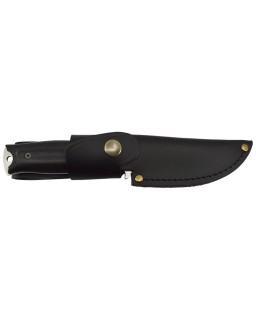 Kastor fixed blade 14C28N steel full tang black micarta handle leather sheath