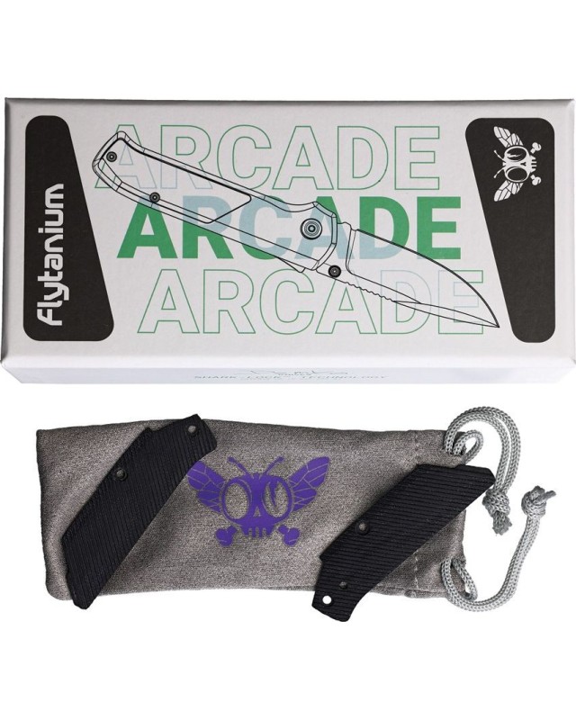 Arcade S35VN steel Shark-Lock Gray Aluminium handle Micarta insert Arcade S35VN steel Shark-Lock Gray Aluminium handle Micarta insert