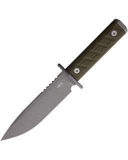 0006 Fixed Blade CPM-3V steel gray Cerakote finish Olive G10 handle black kydex sheath