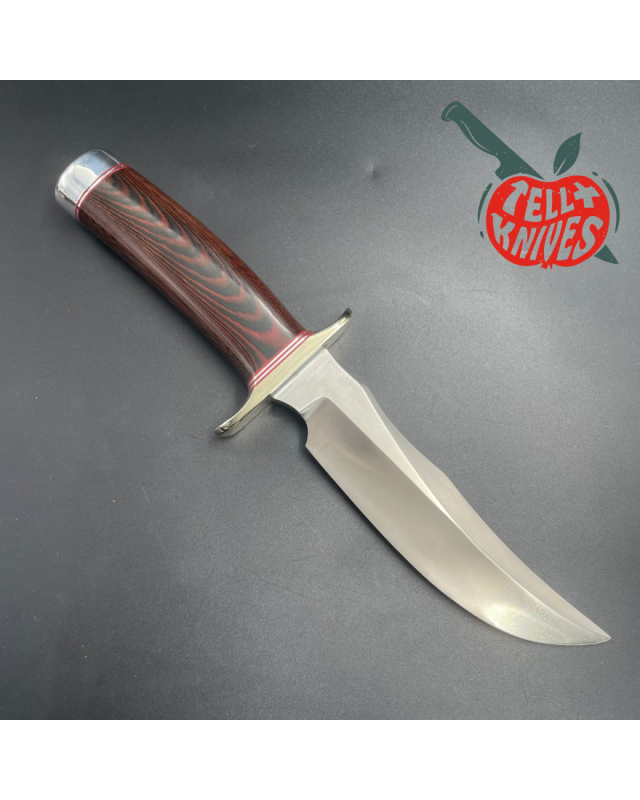 Model 4-6 Fighter stainless steel red black micarta handle brown leather sheath