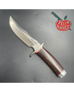 Model 4-6 Fighter stainless steel red black micarta handle brown leather sheath