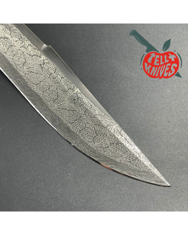 Kong Fighter Mosaic Damascus Wenge wood handle brown leather sheath