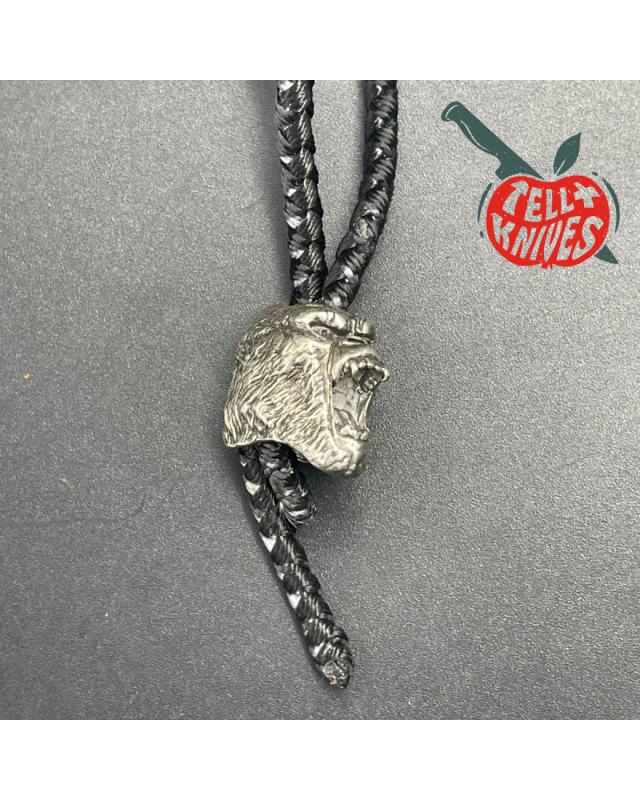 Kong Fighter Mosaic Damascus Wenge wood handle brown leather sheath