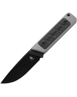 Smolt Fixed Blade CPM-3V steel black finish gray G10 with micarta inlay handle black kydex sheath