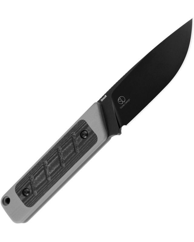 Smolt Fixed Blade CPM-3V steel black finish gray G10 with micarta inlay handle black kydex sheath Smolt Fixed Blade CPM-3V steel black finish gray G10 with micarta inlay handle black kydex sheath