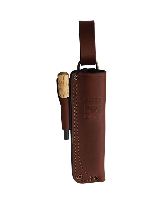 Ember Bushcraft Survival Knife 14C28N steel  curly birch wood handle brown leather sheath with fire steel Ember Bushcraft Survival Knife 14C28N steel  curly birch wood handle brown leather sheath with fire steel