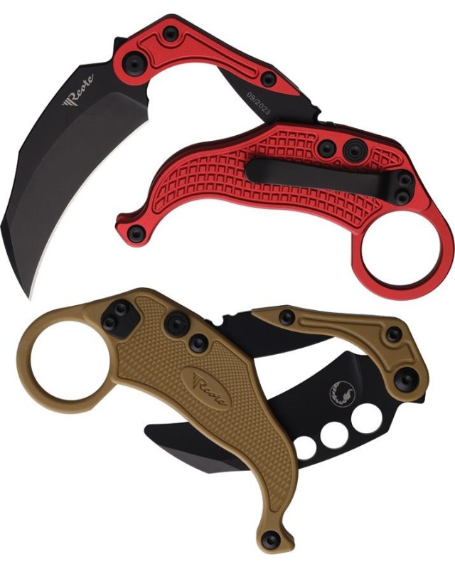 EXO-K Gravity Knife Karambit Button Lock Red Aluminium N690 Steel Blackwash finish + training knife EXO-K Gravity Knife Karambit Button Lock Red Aluminium N690 Steel Blackwash finish + training knife
