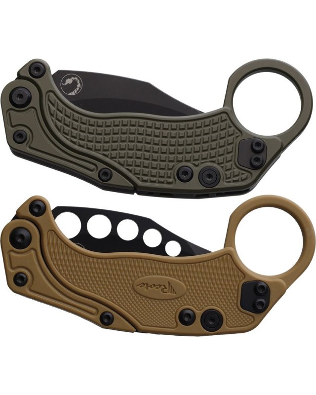 EXO-K Gravity Knife Karambit Button Lock Dark Green Aluminium N690 Steel Blackwash finish + training knife EXO-K Gravity Knife Karambit Button Lock Dark Green Aluminium N690 Steel Blackwash finish + training knife