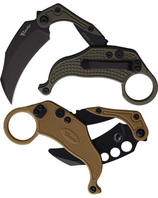 EXO-K Gravity Knife Karambit Button Lock Dark Green Aluminium N690 Steel Blackwash finish + training knife EXO-K Gravity Knife Karambit Button Lock Dark Green Aluminium N690 Steel Blackwash finish + training knife