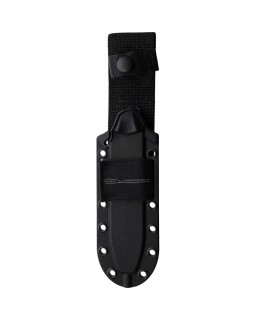 Short Clip Point 1095HC Cro-Van carbon steel black coated blade black Ultramid handle black Celcon sheath