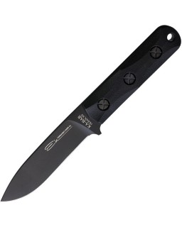 Short Drop Point 1095HC Cro-Van carbon steel black coated blade black Ultramid handle black Celcon sheath