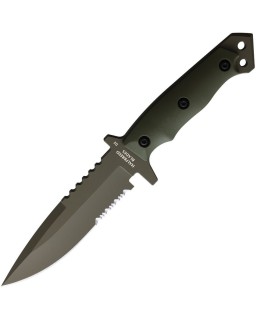 Medium Infantry Knife Drop Point Bohler K340 Steel OD Green Teflon coated OD Green G10 handle