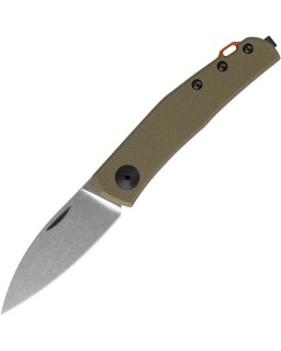 0235 CPM-20CV steel stonewash OD Green G10 handle orange aluminium ANSO design