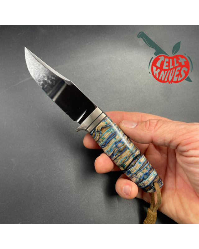Baby Bowie "Bluetooth" 440C miror polished stee fossilized blue mammoth handle Baby Bowie "Bluetooth" 440C miror polished stee fossilized blue mammoth handle