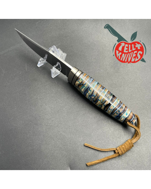 Baby Bowie "Bluetooth" 440C miror polished stee fossilized blue mammoth handle Baby Bowie "Bluetooth" 440C miror polished stee fossilized blue mammoth handle