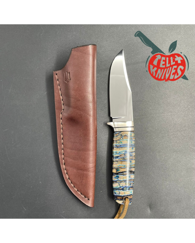 Baby Bowie "Bluetooth" 440C miror polished stee fossilized blue mammoth handle Baby Bowie "Bluetooth" 440C miror polished stee fossilized blue mammoth handle