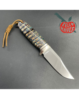 Baby Bowie "Bluetooth" 440C miror polished stee fossilized blue mammoth handle