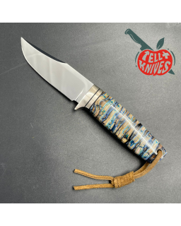 Baby Bowie "Bluetooth" 440C miror polished stee fossilized blue mammoth handle