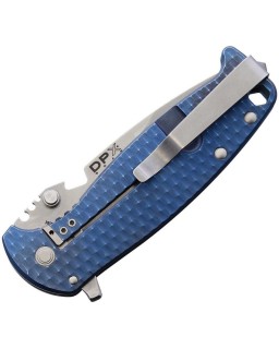 HEST/F Bohler M390 steel stonewash finish Blue titanium handle Framelock