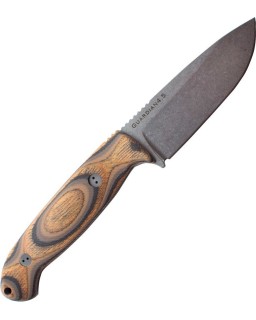 Guardian 4.5 N690 steel blackwash finish 3D G-Wood handle leather sheath
