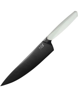 XinCore Chef's Knife 14C28N stainless steel TiNi coated sculpted white G10 handle