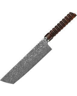 Japanese Style Nakiri Knife VG-10 stainless steel Damascus blade sculpted olneya tesota wood handle