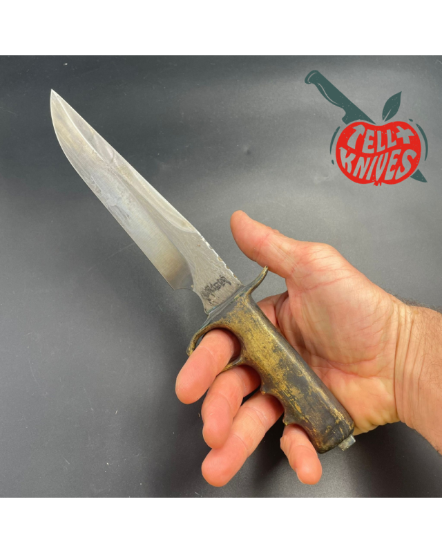 Trench Knife Custom Vintage 80ies RIGID blade Japan Swiss Legal Fighting Knife Brass handle Trench Knife Custom Vintage 80ies RIGID blade Japan Swiss Legal Fighting Knife Brass handle