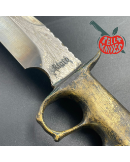 Trench Knife Custom Vintage 80ies RIGID blade Japan Swiss Legal Fighting Knife Brass handle